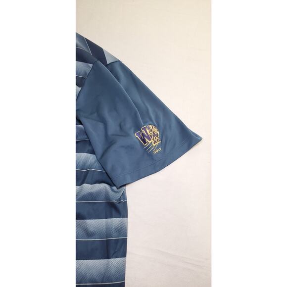 Adidas Sz XL Golf Polo Shirt Mens Blue Striped Performance Short Sleeve CA2 - Picture 5 of 8